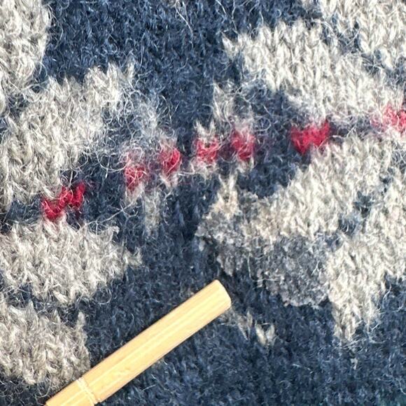 VTG Wool Sweater Lg 90s Grandpa Jumper Kurt Cobain Nordic Pattern Snowflake 80s - Picture 8 of 16